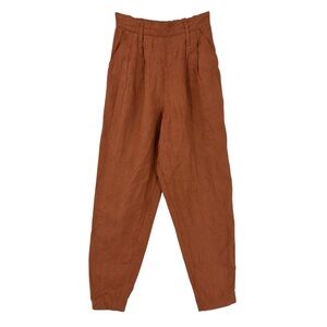 NOT PERFECT LINEN Pants Stretch Waist Orange